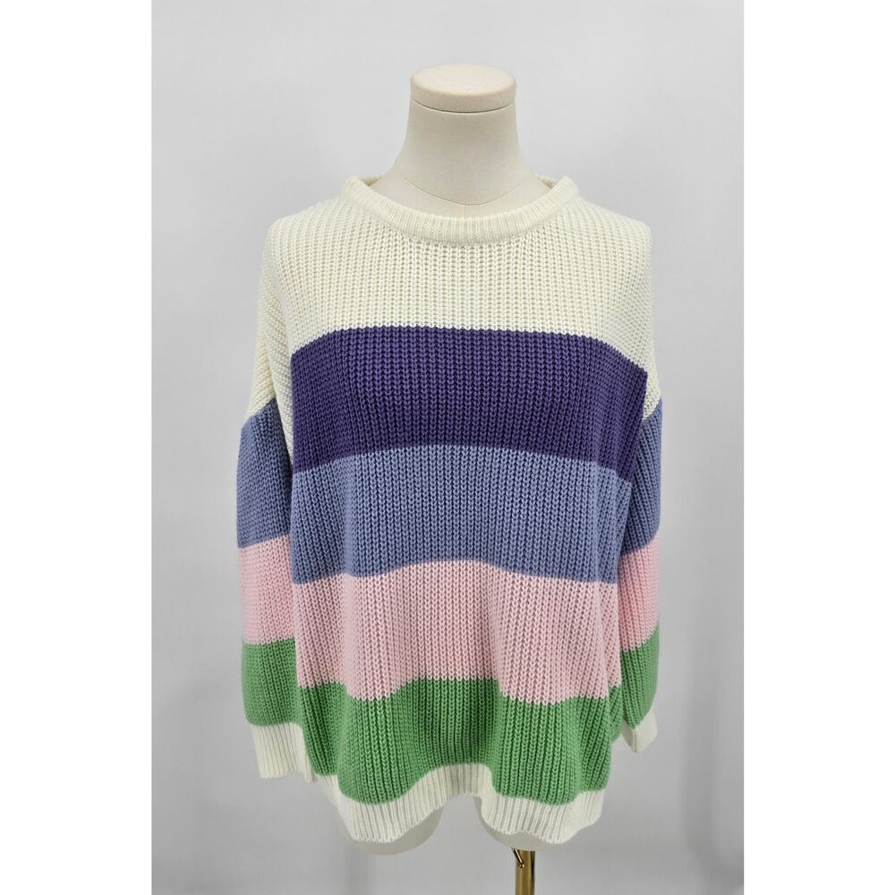 Vine & Love Pastel Block Stripe Knit Sweater – Size Medium